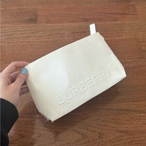 Burberry embossed logo cosmetics pouch white